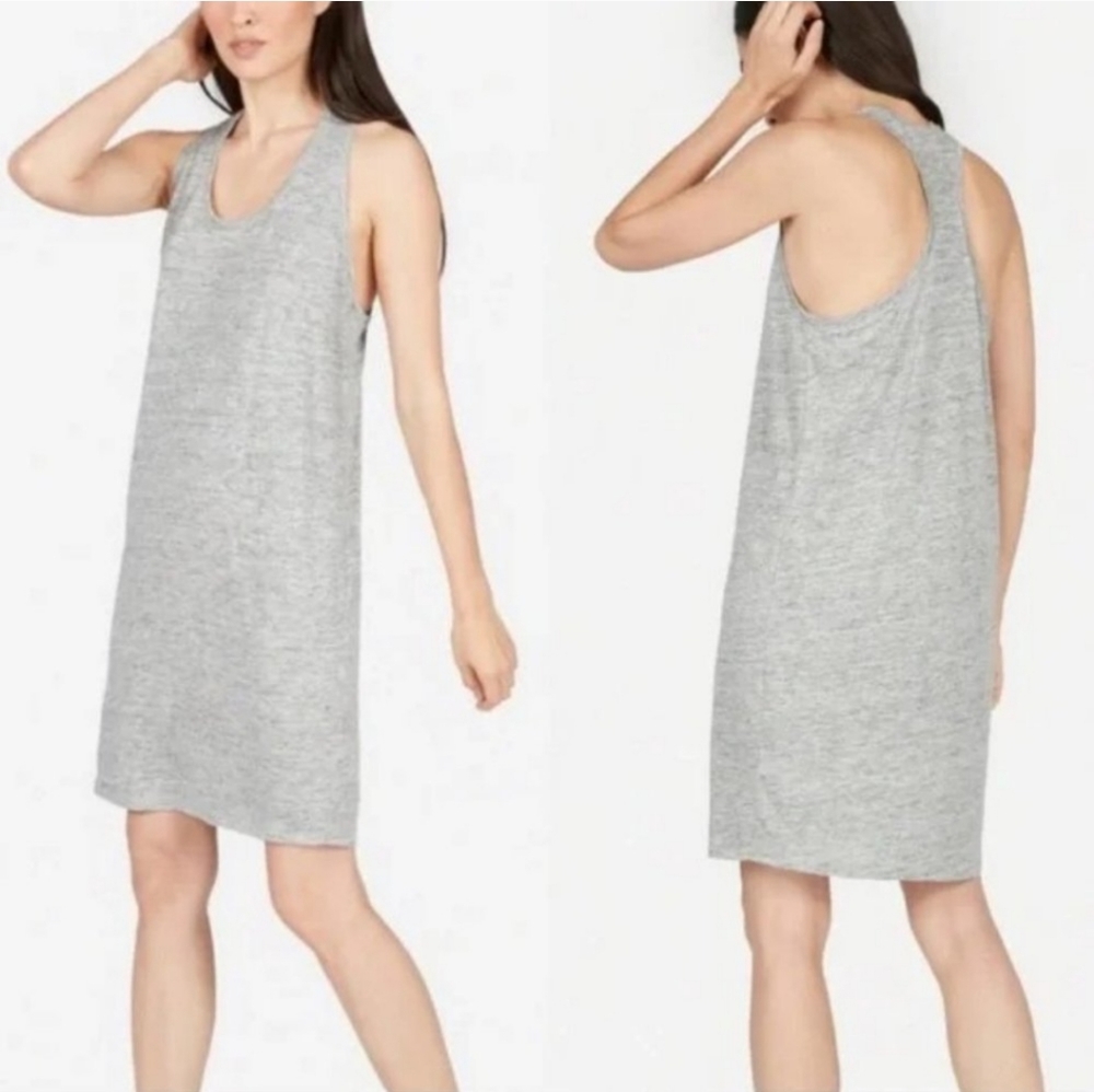 Everlane The Linen Gray Sleeveless Racerback Lightweight Mini Tank Dress Size M